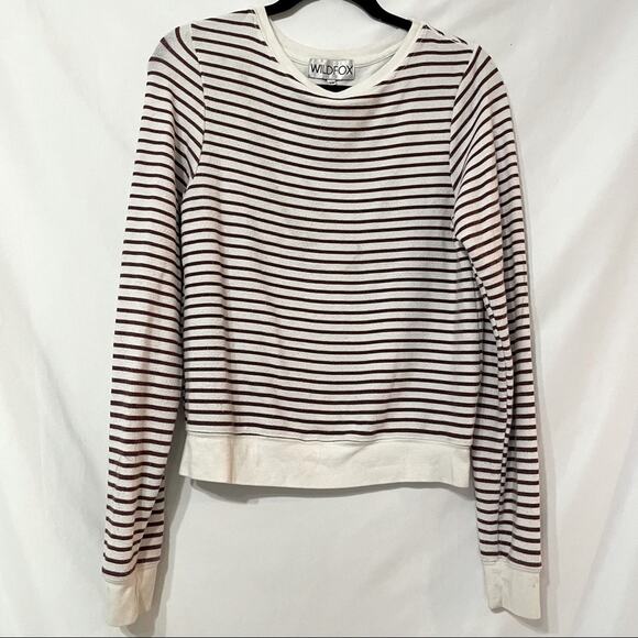 Wildfox Red & White Striped Pullover Sweatshirt Womens XS Crew Neck Long Sleeve - Picture 1 of 7
